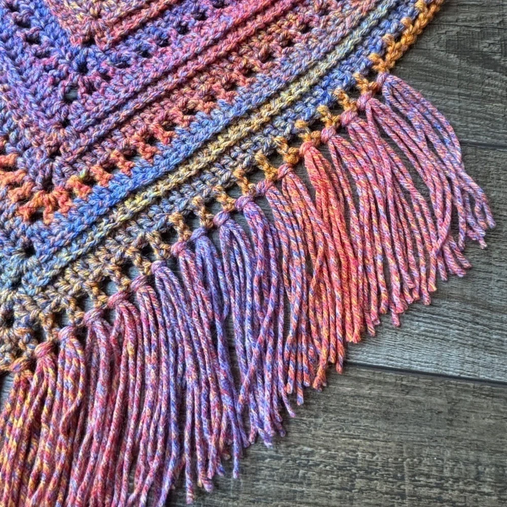 Handcrafted Crochet Cowl Neck Scarf‎ With Fringe New Handmade by Seller Knit